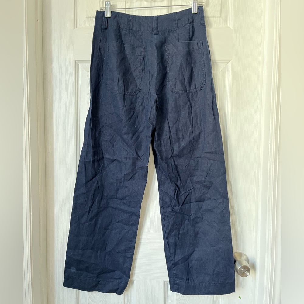 Quince Navy Linen Wide Leg Pants Size 6 - Picture 2 of 8